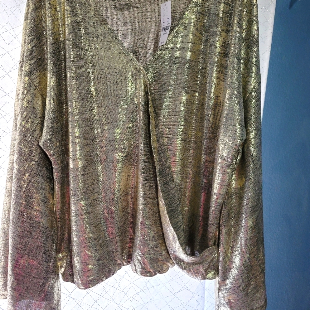 Shimmering gold blouse w/sleeves